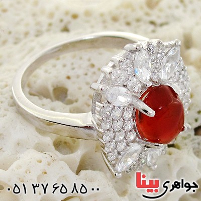 انگشتر عقیق یمنی زنانه درشت مدل یکتا _کد:10736