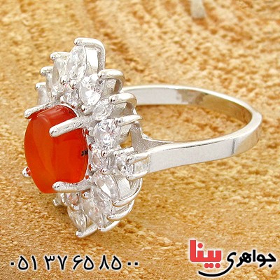 انگشتر عقیق یمنی زنانه درشت جواهر کاری _کد:10744