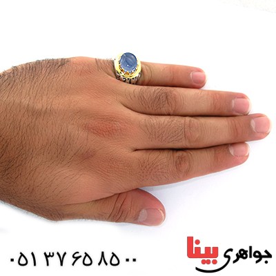 انگشتر عقیق یمنی کبود مردانه درشت باشکوه مدل حرم _کد:1510
