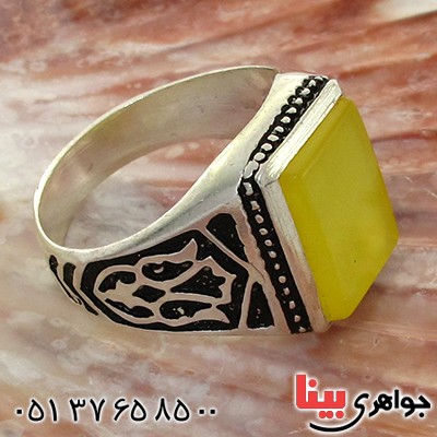 انگشتر عقیق شرف الشمس مردانه مدل گل _کد:10750