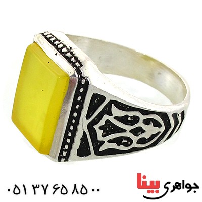 انگشتر عقیق شرف الشمس مردانه مدل گل _کد:10750
