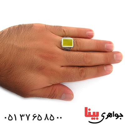 انگشتر عقیق شرف الشمس مردانه مدل گل _کد:10750