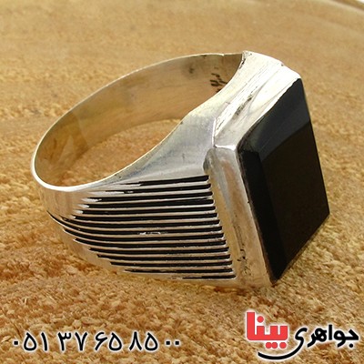 انگشتر عقیق سیاه (اونیکس) مردانه درشت مدل پهلوان _کد:10753