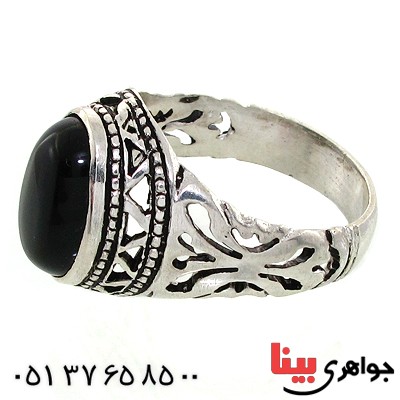 انگشتر عقیق سیاه (اونیکس) مردانه مدل اسلیمی _کد:10756
