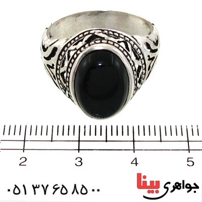 انگشتر عقیق سیاه (اونیکس) مردانه مدل اسلیمی _کد:10756