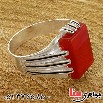 انگشتر عقیق قرمز مردانه مدل سهند _کد:10757