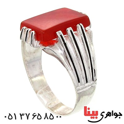 انگشتر عقیق قرمز مردانه مدل سهند _کد:10757