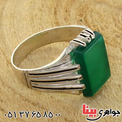 انگشتر عقیق سبز مردانه مدل سهند _کد:10758