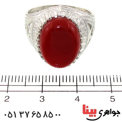 انگشتر عقیق قرمز مردانه دور چنگی _کد:10761