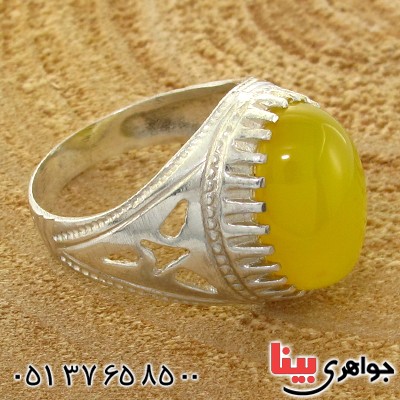 انگشتر عقیق شرف الشمس مردانه دور چنگی _کد:10763