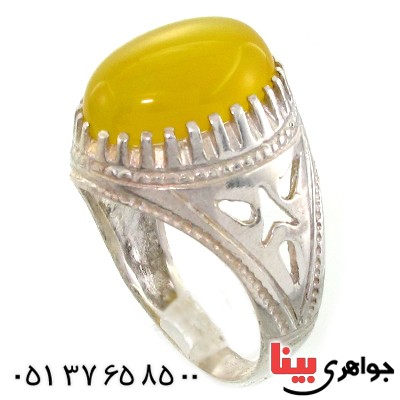 انگشتر عقیق شرف الشمس مردانه دور چنگی _کد:10763
