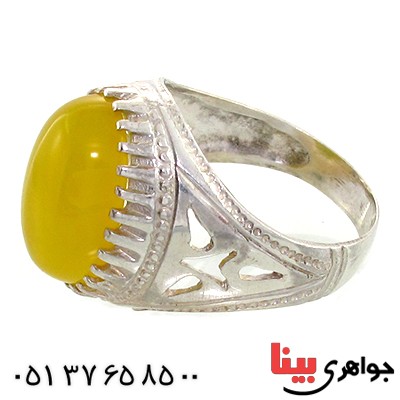 انگشتر عقیق شرف الشمس مردانه دور چنگی _کد:10763