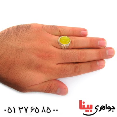 انگشتر عقیق شرف الشمس مردانه دور چنگی _کد:10763