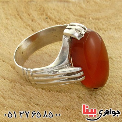 انگشتر عقیق یمنی مردانه درشت چهار چنگ _کد:10767