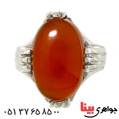 انگشتر عقیق یمنی مردانه درشت چهار چنگ _کد:10767