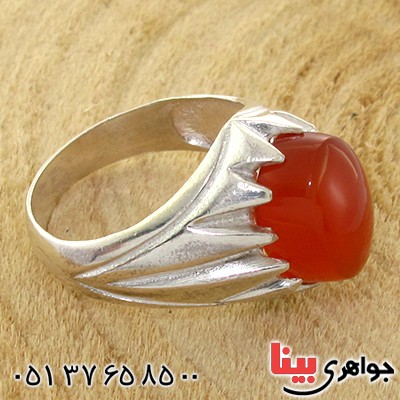 انگشتر عقیق یمنی مردانه دور چنگی _کد:10776