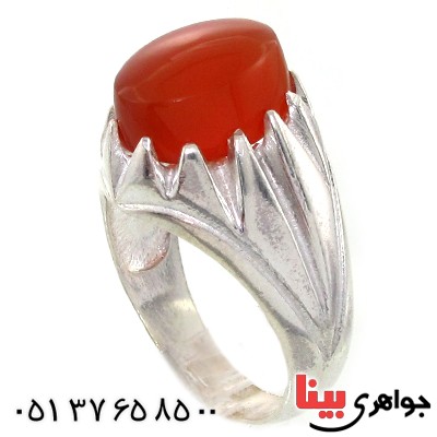 انگشتر عقیق یمنی مردانه دور چنگی _کد:10776