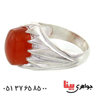 انگشتر عقیق یمنی مردانه دور چنگی _کد:10776