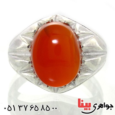 انگشتر عقیق یمنی مردانه دور چنگی _کد:10776