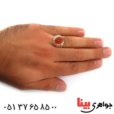 انگشتر عقیق یمنی مردانه دور چنگی _کد:10776