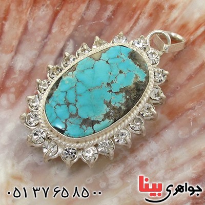 گردنبند فیروزه نیشابوری شجری زنانه دور جواهری _کد:10783