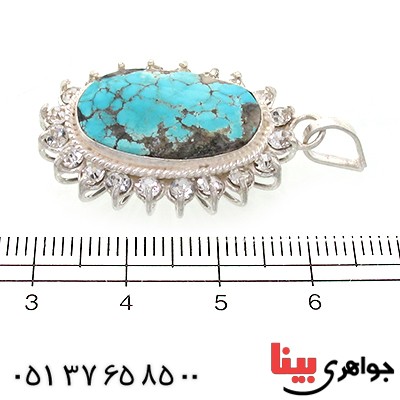 گردنبند فیروزه نیشابوری شجری زنانه دور جواهری _کد:10783