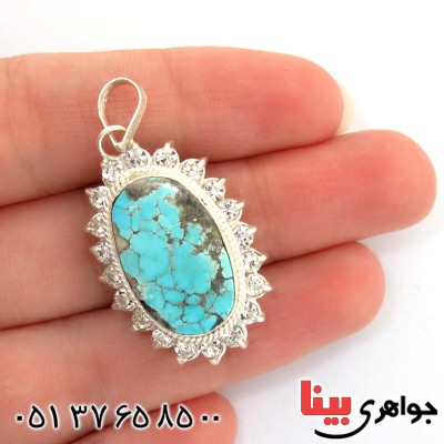 گردنبند فیروزه نیشابوری شجری زنانه دور جواهری _کد:10783