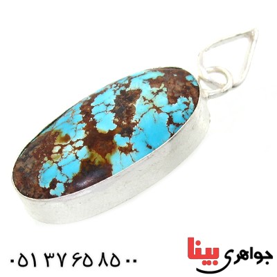 گردنبند فیروزه نیشابوری شجری دور ساده _کد:10784