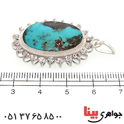 گردنبند فیروزه نیشابوری شجری زنانه دور جواهری درشت _کد:10785