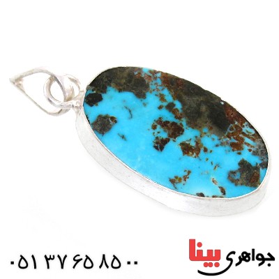 گردنبند فیروزه نیشابوری شجری دور ساده _کد:10786