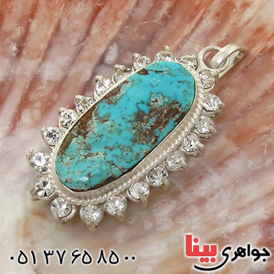 گردنبند فیروزه نیشابوری شجری زنانه دور جواهری _کد:10789