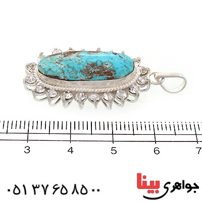 گردنبند فیروزه نیشابوری شجری زنانه دور جواهری _کد:10789