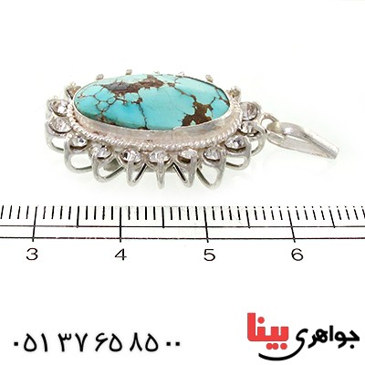 گردنبند فیروزه نیشابوری شجری زنانه دور جواهری _کد:10791