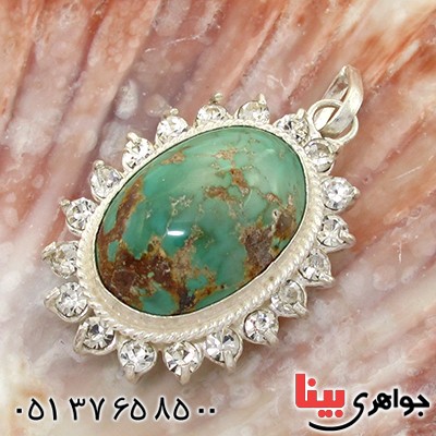 گردنبند فیروزه نیشابوری شجری زنانه دور جواهری _کد:10795