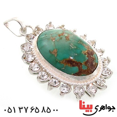 گردنبند فیروزه نیشابوری شجری زنانه دور جواهری _کد:10795