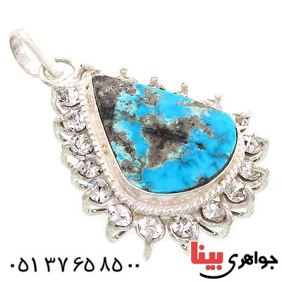 گردنبند فیروزه نیشابوری شجری زنانه دور جواهری اشکی _کد:10799
