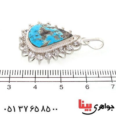 گردنبند فیروزه نیشابوری شجری زنانه دور جواهری اشکی _کد:10799