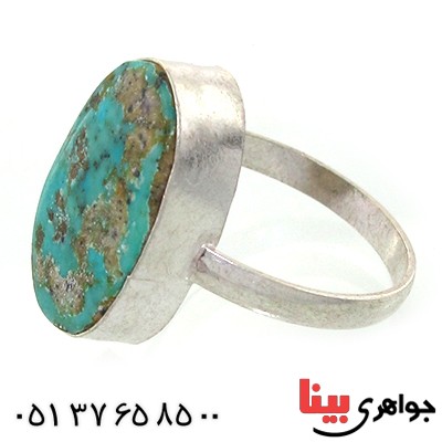 انگشتر فیروزه نیشابوری بیضی دور ساده _کد:10804