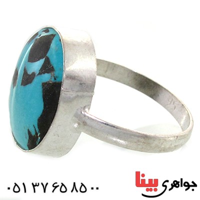 انگشتر فیروزه نیشابوری شجری خوشرنگ دور ساده _کد:10812