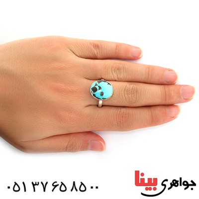 انگشتر فیروزه نیشابوری شجری خوشرنگ دور ساده _کد:10812