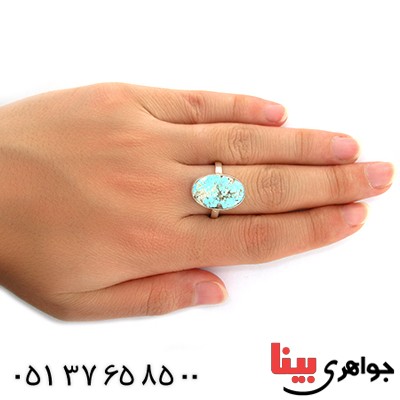 انگشتر فیروزه نیشاوری شجری دور ساده _کد:10817