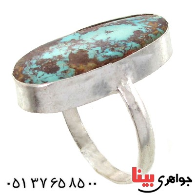 انگشتر فیروزه نیشابوری شجری درشت دور ساده _کد:10819
