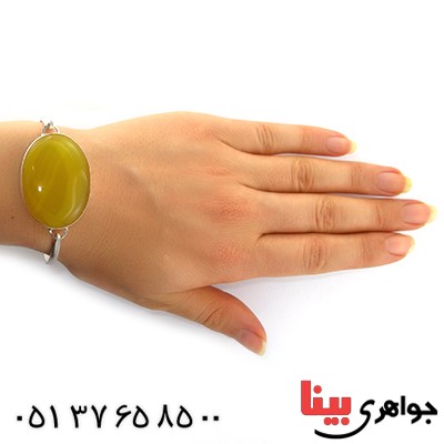 دستبند عقیق شرف الشمس درجه یک سنگ درمانی درشت و سنگین _کد:10828