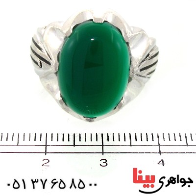 انگشتر عقیق سبز خراسانی مردانه مدل دور چنگی _کد:10839