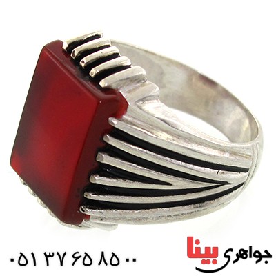انگشتر عقیق قرمز خراسانی مردانه درشت _کد:10840
