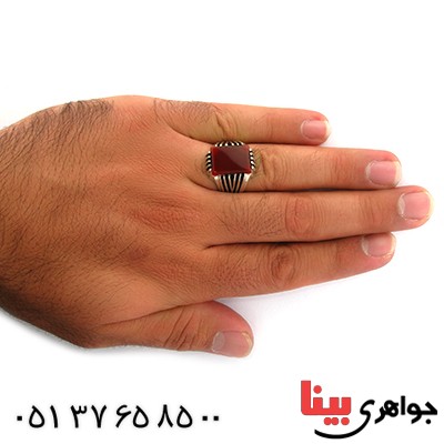 انگشتر عقیق قرمز خراسانی مردانه درشت _کد:10840