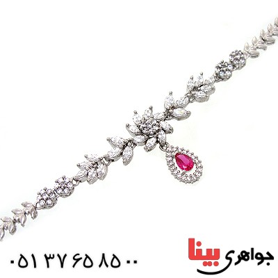 دستبند یاقوت سرخ زنانه گل دار مد روز و شیک _کد:10850