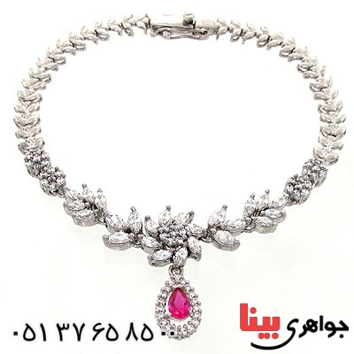 دستبند یاقوت سرخ زنانه گل دار مد روز و شیک _کد:10850