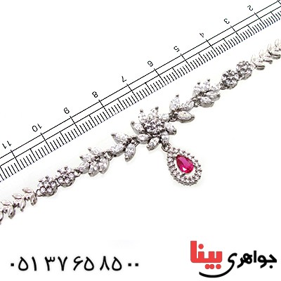 دستبند یاقوت سرخ زنانه گل دار مد روز و شیک _کد:10850