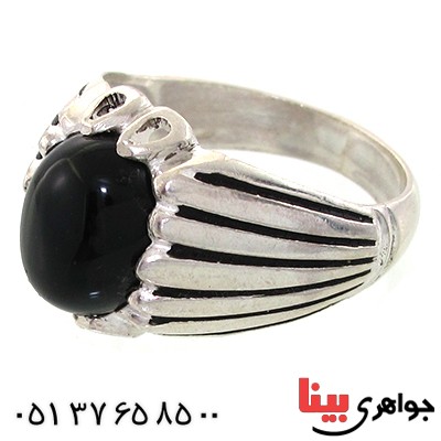 انگشتر عقیق سیاه (اونیکس) مردانه مدل مهیار _کد:10851